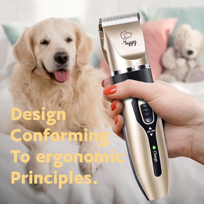 Dog Grooming Clippers Dog Grooming Kit with Rechargeable Dog Nail Trimmers cat Nail Clipper Low Noise, Electric Quiet Hair Clipper Set for Dog Cats Pets
