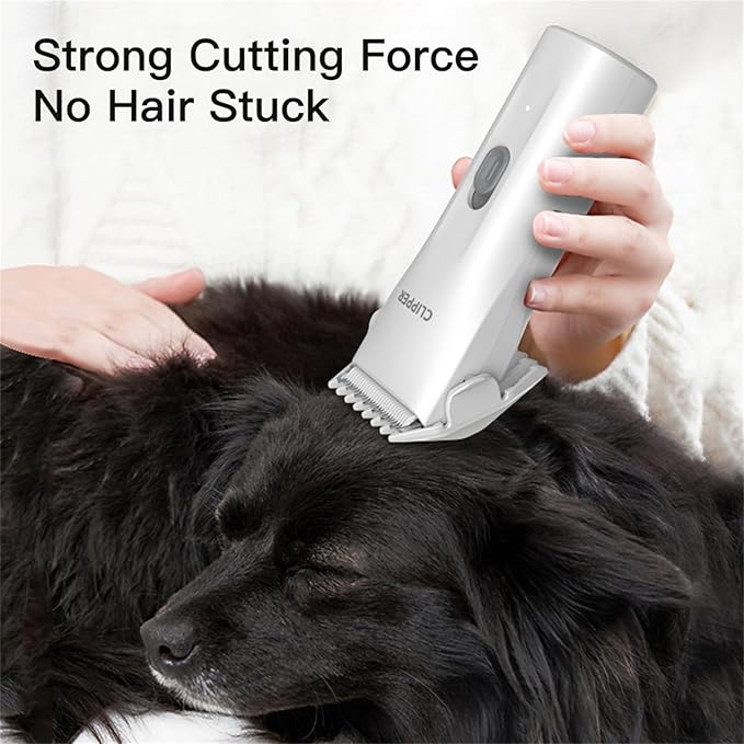 Prowerful Home Professional Dog Grooming Kit Clipper Low Noise USB Rechargeable Gifts for Dog Cat White,TS006