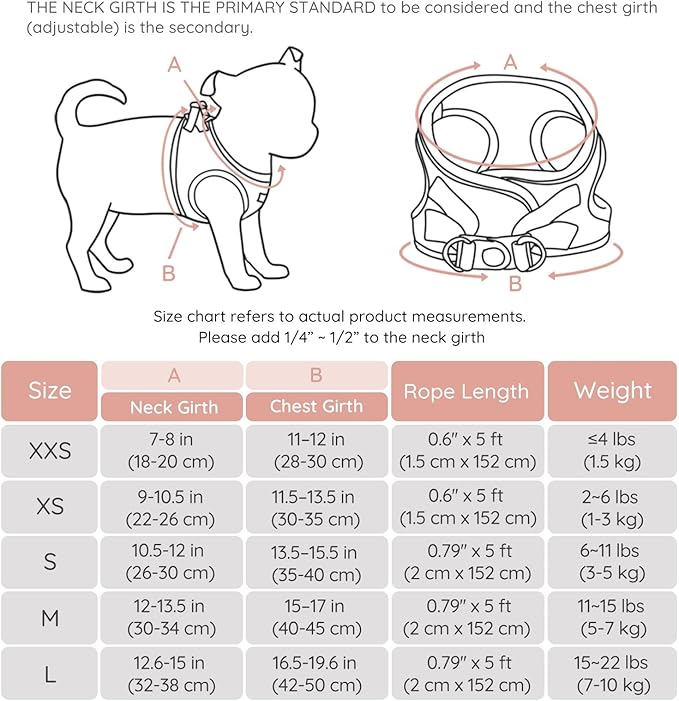 BELLA & PAL Puppy Harness with Leash Set, Dog Harness for Small Dogs No Pull, Dog Leash for Small Dogs, Step in Harness for Extra Small Dogs, Pink Harness, XS