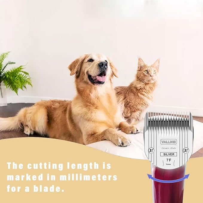 Detachable Adjustable Pet Dog Grooming Clipper 5-in-1 Blade Compatible with WAHL Professional Animal Blade Arco, Bravura, Chromado, Creativa, Figura, and Motion Pet, Dog, and Horse Clippers(7F)