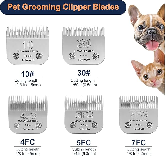 Clipper Blades Pet Grooming Clipper Replacement Blades Detachable Blade Compatible with andis/wahl/Oster Dog Clippers (10#&7FC)