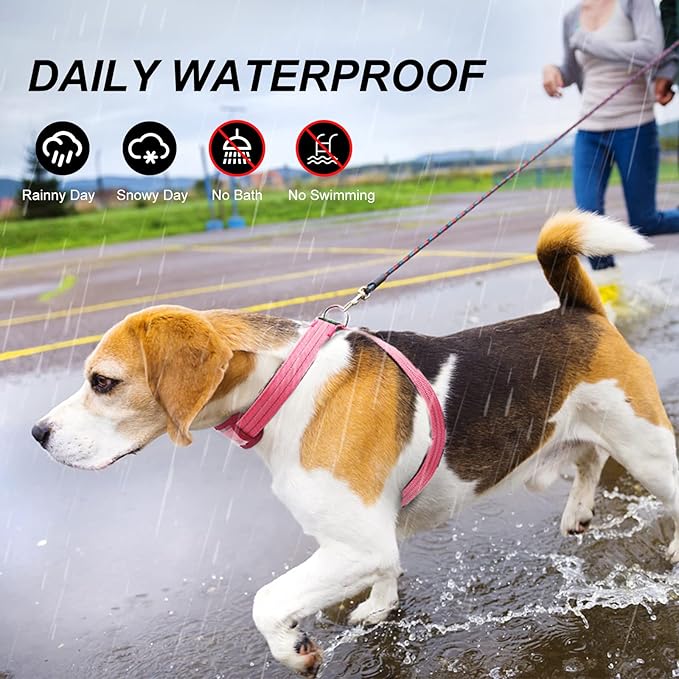 LED Light Up Dog Vest Harness Rechargeable, Soft Padded, Adjustable & Reflective Lighted Dog Harness Waterproof, Glow Dark Dog Light Harness for Camping Night Safety Walking, Medium Pink