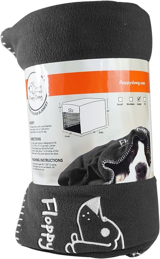 Floppy Dawg Crate Cover. Fits 42 Inch Dog Crates or Smaller. Easy to Put On, Take Off, and Adjust. Doubles as a Comfy Blanket. Slate Gray Lightweight and Breathable Polar Fleece