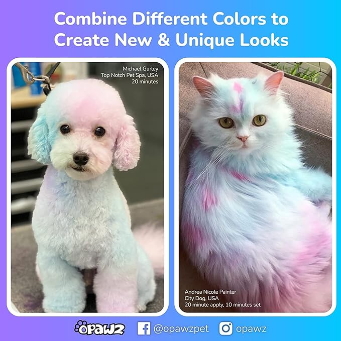 OPAWZ Color Depositing Shampoo for Dogs, Semi-Permanent Dog Hair Dye Coloring Safe Shampoo, Non-Toxic Colorwash Shampoo for Pets (Blue, 2.1 fl.oz / 60mL)