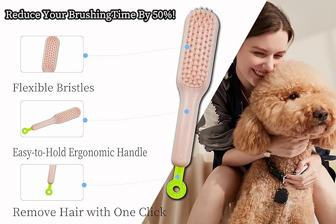 Stretchable Puppy Brush , Soft Dog Brush - Gentle Grooming Brush for Small Dogs, Perfect for Yorkie, Shih Tzu, Maltipoo ,Dog Hair Remover Brush (Pink)