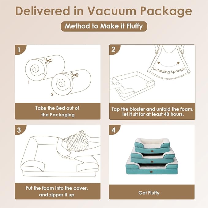 EHEYCIGA Orthopedic Dog Bed for Large Dogs, Waterproof Memory Foam, Turquoise Blue, 35"L x 22"W x 6.5"Th