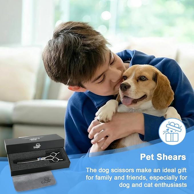 7" 21-Teeth Chunkers Dog Grooming Scissors, Professional Texturizing Blending Thinning Shears Pets Hair Trimming Kit with Premium Steel & Ergonomic Handle for Comfortable Grooming