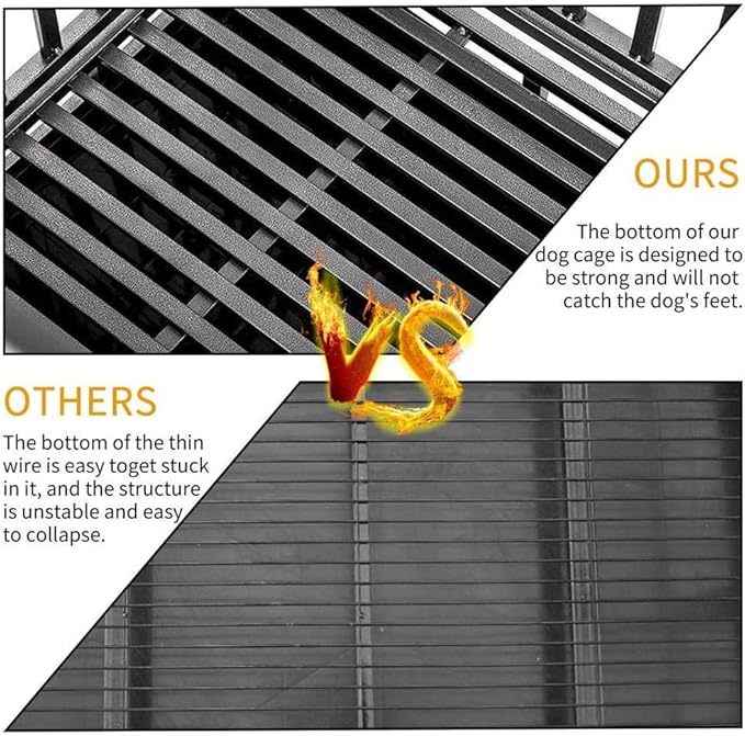 LUCKUP Heavy Duty Dog Cage Metal Kennel and Crate for Medium and Large Dogs, Pet Playpen with Four Wheels, Easy to Install, 42 inch, Black