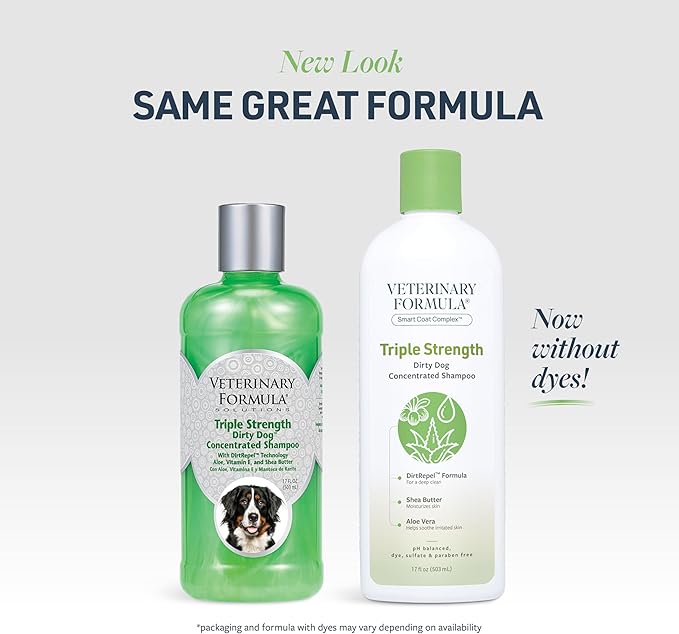 Veterinary Formula Smart Coat Complex Triple Strength Dirty Dog Concentrated Shampoo, 17 Fl oz – DirtRepel Tech Cleans Extra Dirty and Smelly Dogs – Contains Shea Butter and Aloe Vera to Soothe