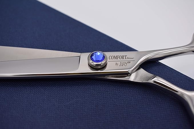 Pro Dog Grooming Shear Scissors Straight 7 Inch Pet Shear Stainless Steel Forged (7" Straight Blue Diamond)