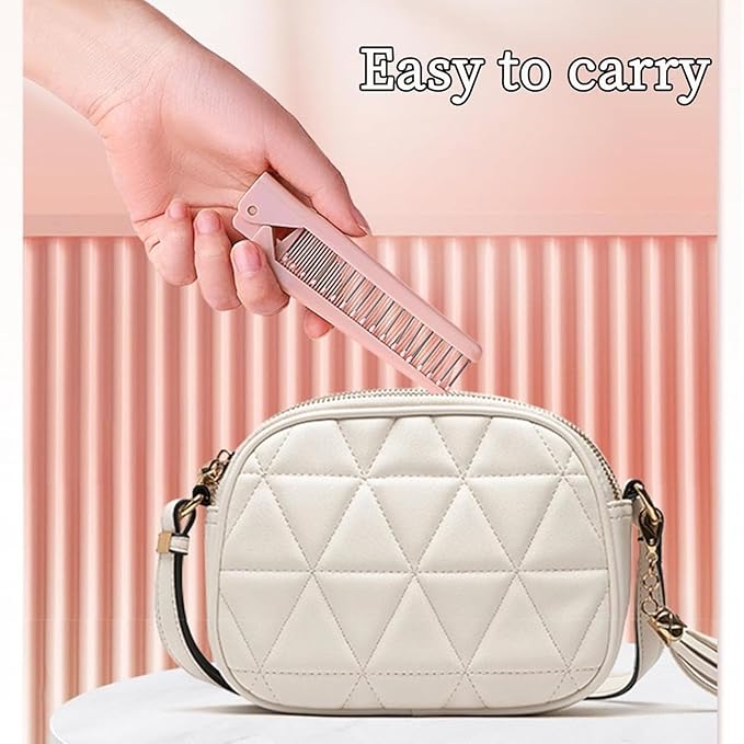 Folding Small Dog Grooming Brush - Perfect for Shih Tzus, Yorkies, and Maltipoos - Ideal Puppy Hair Brushes for Maltese and Small Breeds(Pink)