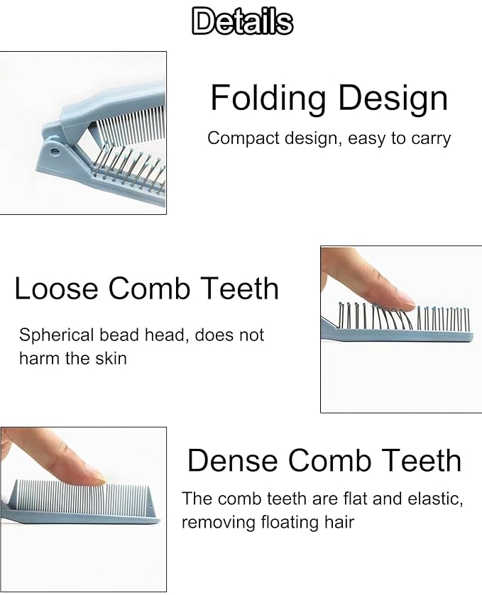 Folding Small Dog Grooming Brush - Perfect for Shih Tzus, Yorkies, and Maltipoos - Ideal Puppy Hair Brushes for Maltese and Small Breeds (Blue)