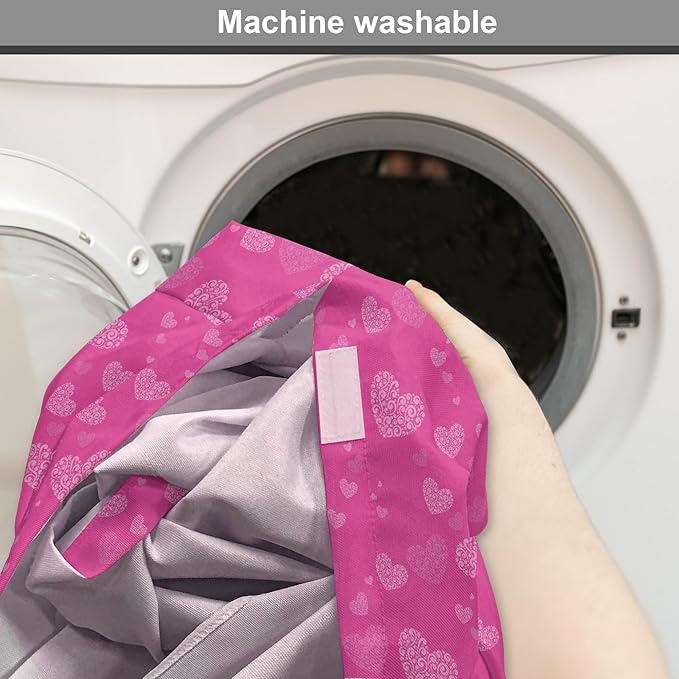 Lunarable Love Dog Crate Cover, Romantic Theme Abstract Heart Shapes Valentines Day 14th February Design, Easy to Use Pet Kennel Cover for Cats & Medium Dogs, 24 Inch, Hot Pink