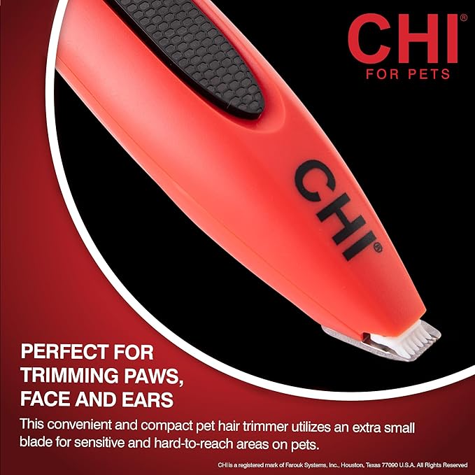 CHI for Pets Small Area Pet Hair Trimmer for Spot Trimming on Paws, Face and Ears | Sensitive Areas Fur Trimmer for Dogs or Cats