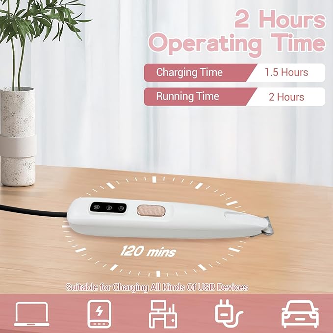 Notdusk Paw Trimmer, Electric Dog & Cat Trimmer, Rechargeable, LED Light, Waterproof, Low Noise