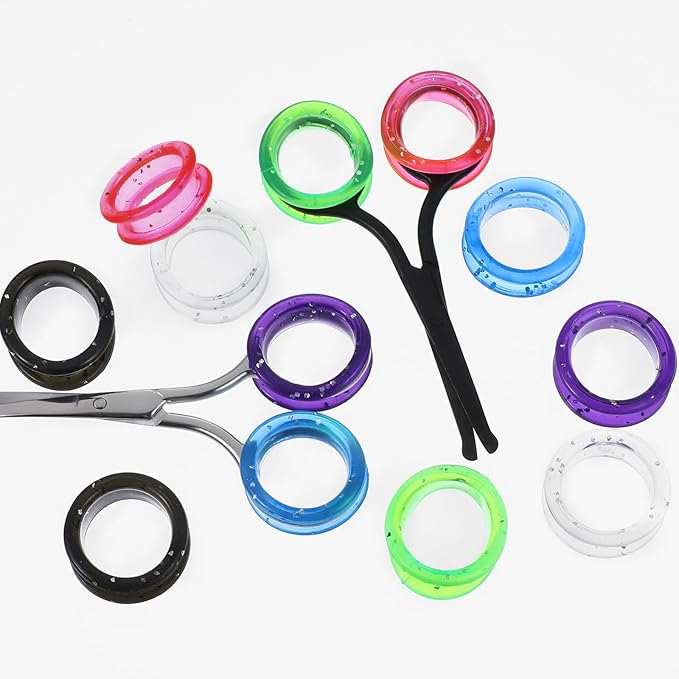 12Pcs Soft Silicone Scissors Finger Ring, Thumb Insert Protection Accessory for Animal Hair Shears, Professional Barbers