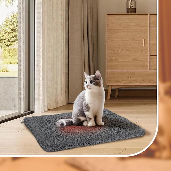 Nobleza Self Heating Cat Bed, Super Soft Thermal Dog Crate Bed Mat for Sleeping, Washable Anti-Slip Self Warming Pet Kennel Pad for Small Medium Cats Dogs Indoor Outdoor (Darkgray, M)