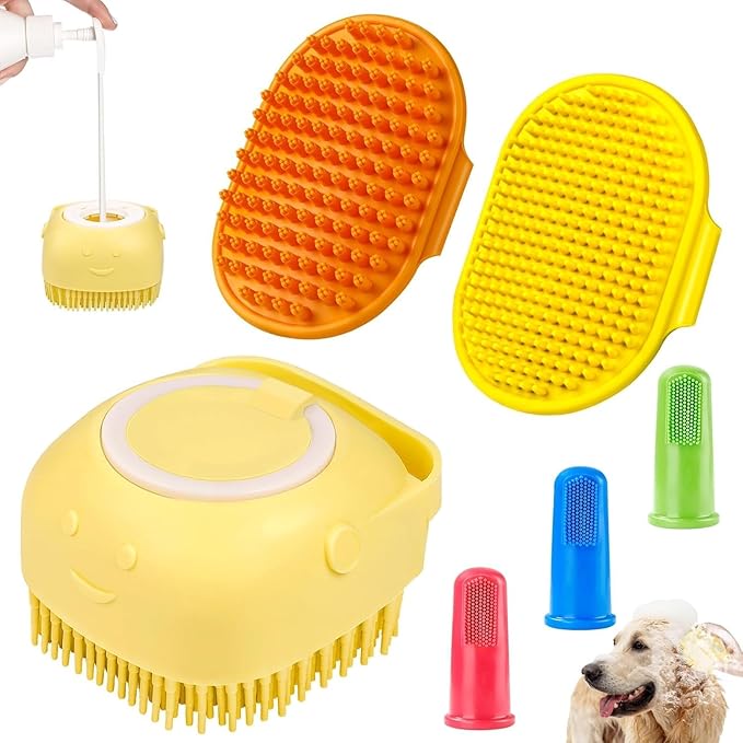 Comotech 3PCS Dog Bath Brush (Yellow Yellow Orange)