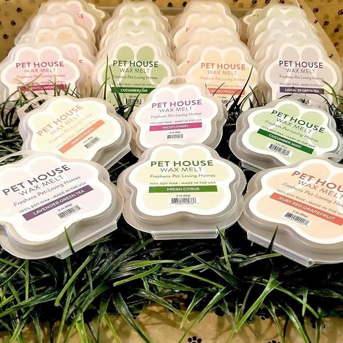 One Fur All Pet House Wax Melts by, Pack of 2 - Mandarin Sage - Long Lasting Pet Odor Eliminating Wax Melts, 100% Natural Soy Wax Melts, Non-Toxic Pet Wax Melts, Dye-Free Unique, Made in USA