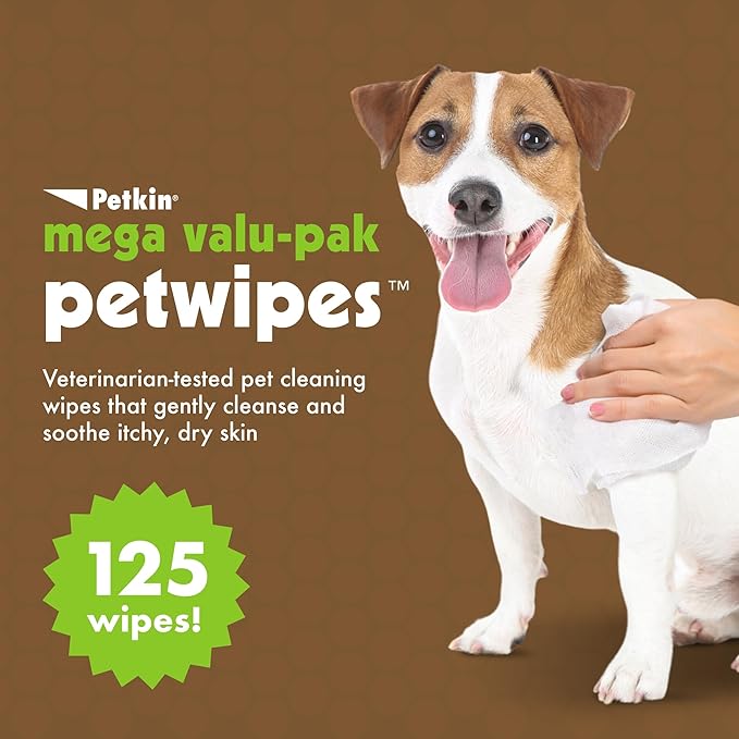 Petkin Oatmeal PetWipes Mega Valu-Pak 125 ct