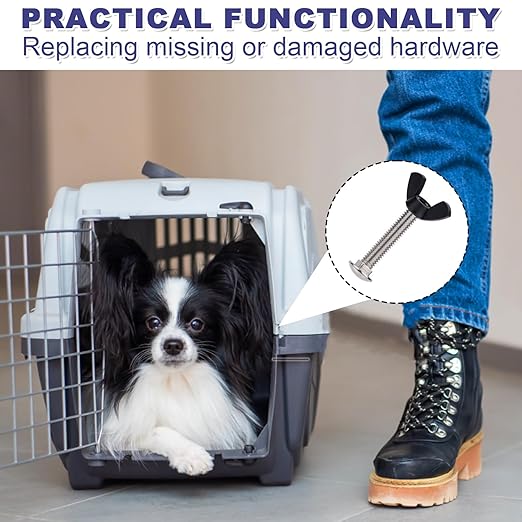 Pet Carrier Fasteners, 12pcs M6 Stainless Steel Replacement Bolts and 12pcs Plastic Butterfly Nuts for Repairing Pet Boxes Pet Carrier Replacement Parts Dog Kennel Hardware