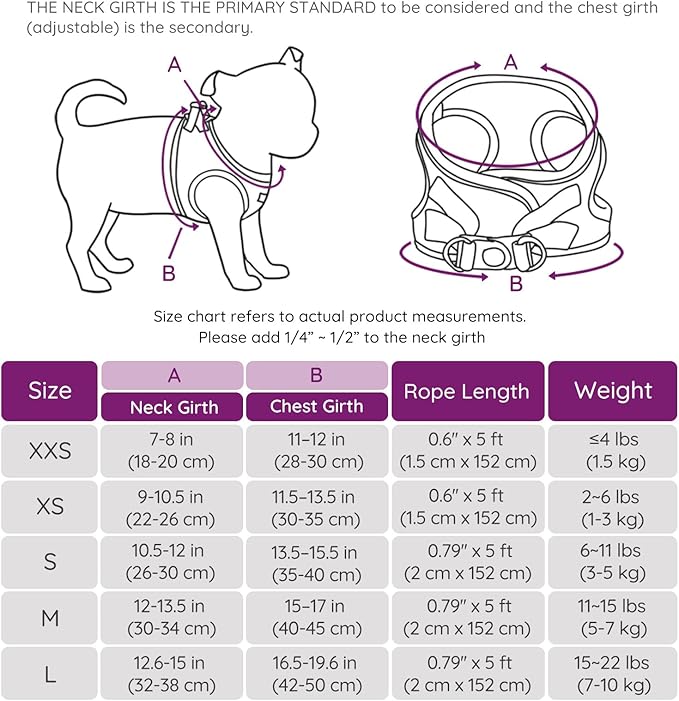 BELLA & PAL Puppy Harness with Leash Set, Dog Harness for Small Dogs No Pull, Dog Leash for Small Dogs, Step in Harness for Extra Small Dogs, Deep Purple Harness, S