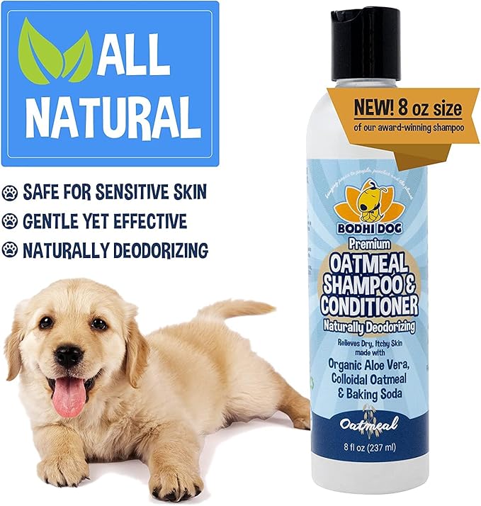 Bodhi Dog Baby Powder Scented Cat & Dog Cologne 4oz + Oatmeal Dog Shampoo & Conditioner for Pet Grooming 8oz | Moisturizing Dog Shampoo for Sensitive Skin | Deodorizing Cat and Dog Grooming Bundle