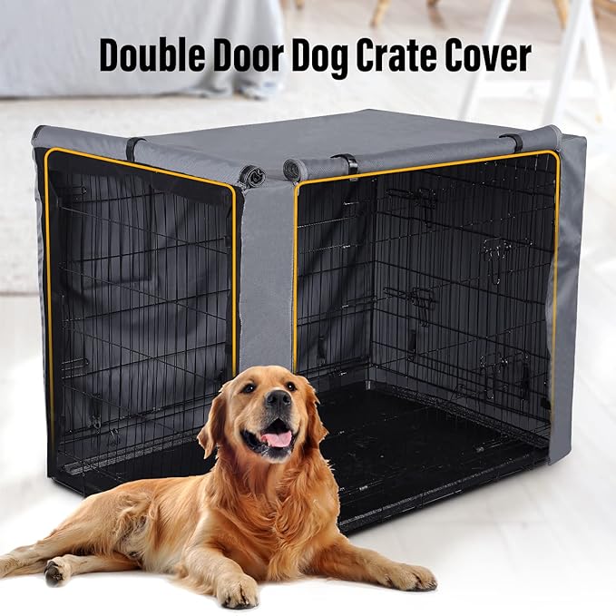 PINGKO Durable Dog Crate Cover-Water Resistant Breathing Lightweight 600D Polyester Fits for 36 42 48 Inches Wire Pet Kennel Covers (42 Inch)