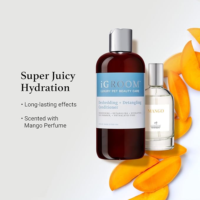 iGroom Deshedding & Detangling Dog Conditioner, Luxury Pet Beauty Care, Loosen Tangles + Unwanted Undercoat, Adds Shine + Volume, Made in USA (1 GAL)