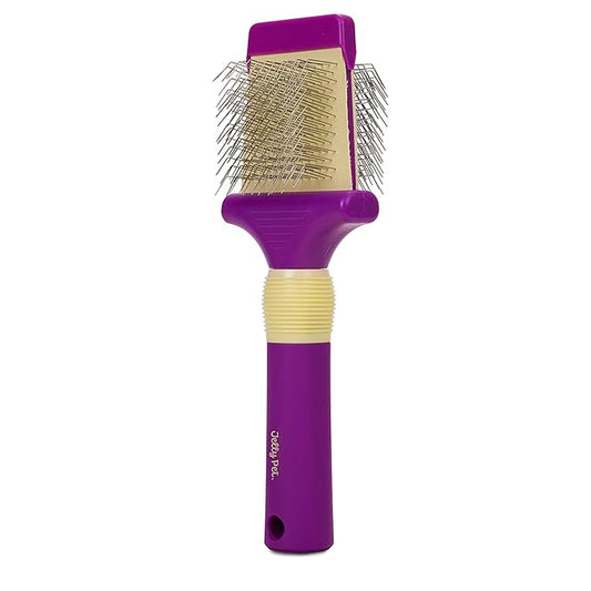 Jelly Pet Double Sided Dog Slicker Brush, Longer Pins, Flexible Head, Fine/Coarse Sides, Removes Unwanted Tangles, Medium, Pink