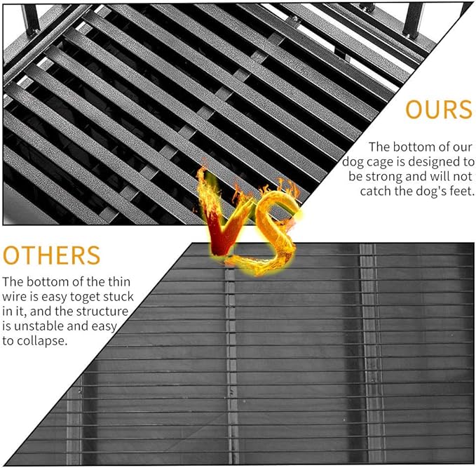 LUCKUP Heavy Duty Dog Cage Metal Kennel and Crate for Medium and Large Dogs, Pet Playpen with Four Wheels,Easy to Install,42 inch,Black