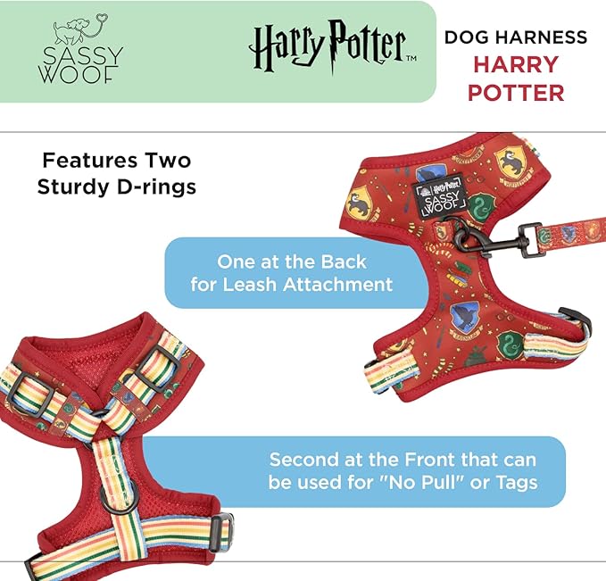 Dog Adjustable Harness - Harry Potter™ - XL, Breathable Mesh, No Pull Design with Two D-Rings, Perfect for Extra Large Dogs
