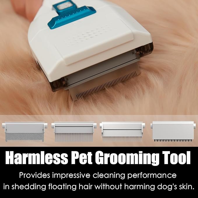 Pet Grooming Kit with 3.4L Oversized Vacuum Suction - 99% Pet Hair Removal - Professional Dog Clippers & Shedding Tools for Cats, Teddy, Poodle, Golden Retrievers (Pearly White)