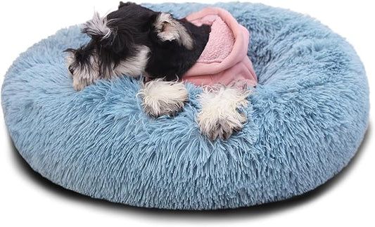 Puppy Beds for Small Dogs Washble 19 Inches Extra Small Anti-Anxiety for Calming Dog Doggie Bed Luxury Machine Washble Anti-Slip Waterproof Mute Bese Round Dog Bed.