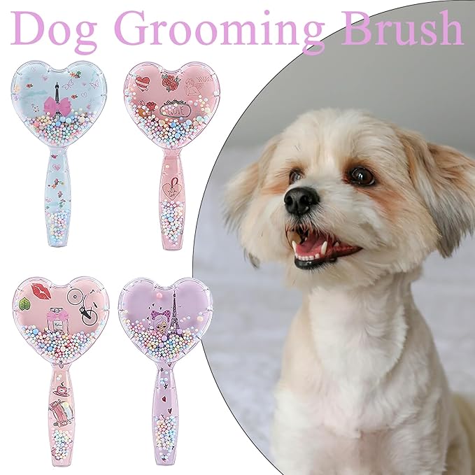 Small Dog Brush, Soft Dog Grooming Brush for Shih Tzus, Yorkies, Maltipoos, Maltese, Love Shape Puppy Massaging Pet Hair Brush, Cat Brush, for Small Dogs Cats of All Hair Types(Sky Blue)