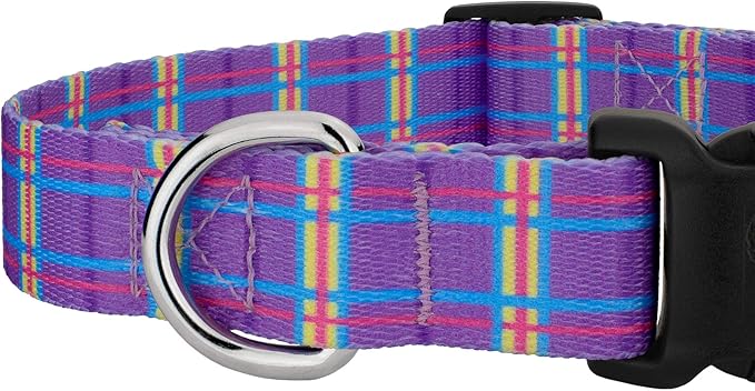 Country Brook Petz - Deluxe Grape Plaid Dog Collar - Made in The U.S.A. - Plaid and Argyle Collection Featuring Charming Designs (5/8 Inch, Small)