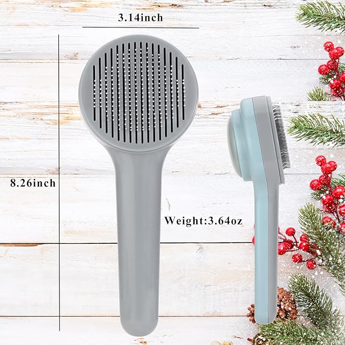 itPlus Pet Grooming Self-Cleaning Hair Brush for Dogs & Cats, Indoor Cats Slicker Brush, Short & Long Hair, Shedding & Undercoat Removal Tool for Kittens & Cats, Blue
