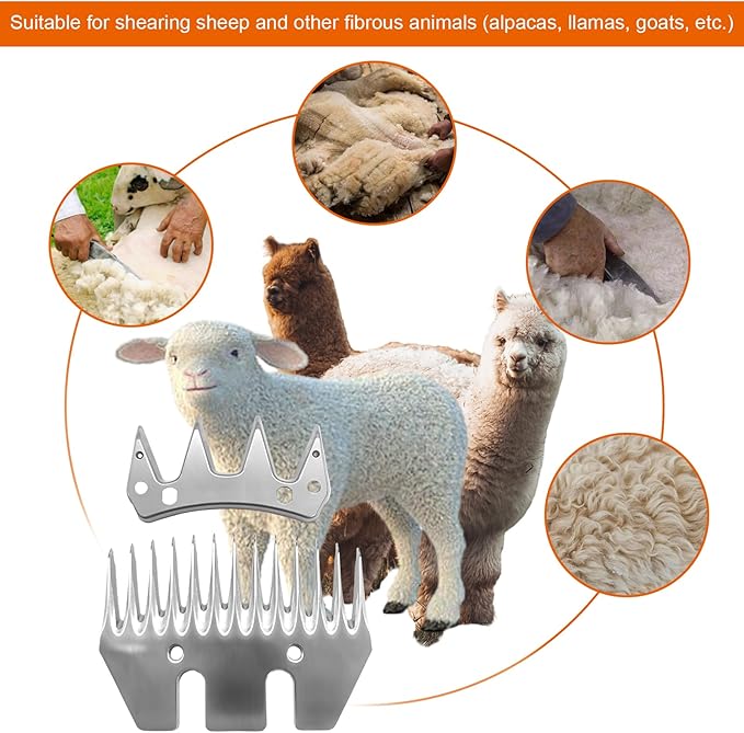 Sheep Grooming Clippers Replacement Blades Compatible with Oster/Lister/Heiniger/GDJOB/BEETRO/Dragro/TAKEKIT Sheep Clippers for Thick Coat Animals,Made of Stainless Steel (13 Tooth(2 PCS))