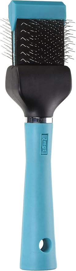 Master Grooming Tools Flexible Single Side Pet Slicker Brush with Hard Handle, Small, Teal