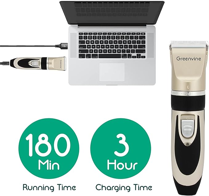 Dog Shaver Clippers, Professional Pet Hair Trimmer, Rechargeable, Low Noise, Includes Comb Guides, Scissors, Nail Kit, Suitable for Dogs, Cats & Other Pets