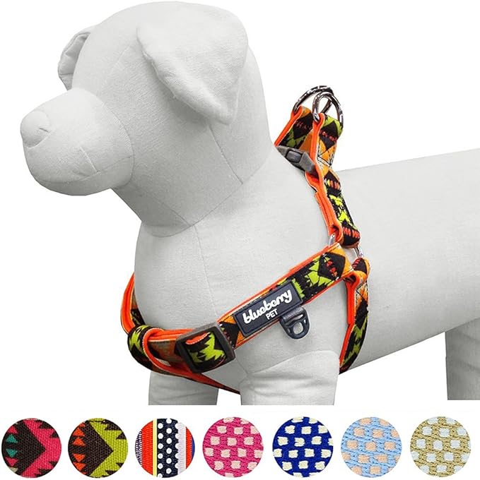 Blueberry Pet 2 Colors Soft & Comfy Step-in Southwestern Vintage Tribal Print Padded Dog Harness, Chest Girth 19.5" - 25.5", Extravagant Orange, S/M, Adjustable Harnesses for Dogs