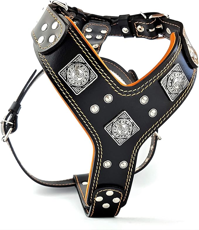 Bestia EROS Black Big Dog Chest Plate Leather Harness. Padded. Handmade in Europe!