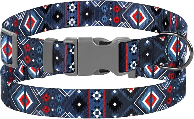 Southwest Dog Collar Tribal Pattern Adjustable Puppy Pet Collars for Small Medium Large Dogs Aztec Print (Aztec, Neck Fit 14"-18")