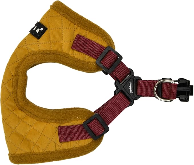 Puppia Irvin Comfort Dog Harness Step-in Warm Winter Diamond Pattern Adjustable Neck and Chest for Small and Medium Dog, Mustard, Medium