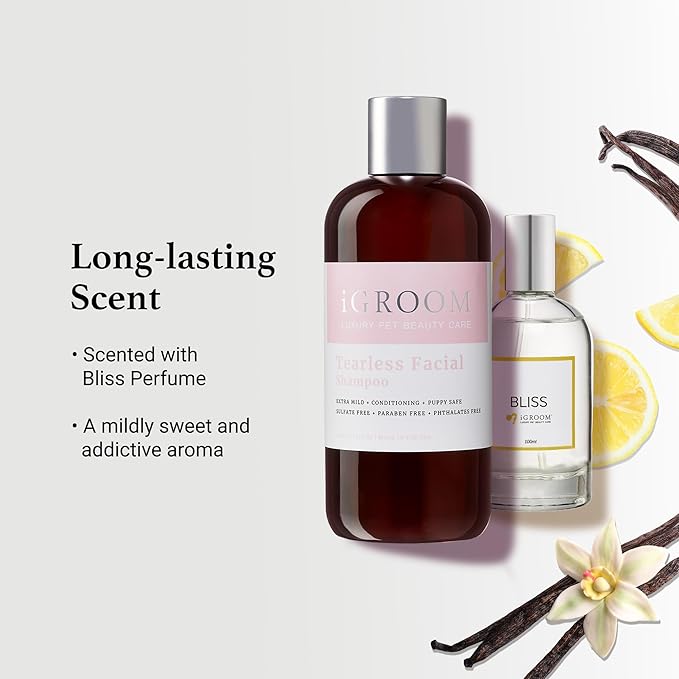 iGroom Tearless Facial Dog Shampoo, Luxury Pet Beauty Care, Ultra Mild to Eyes, Restore Skins Natural Moisture, Made in USA, Gallon