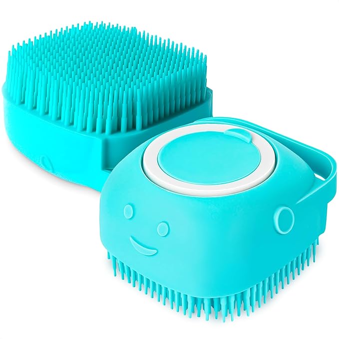 2Pcs Dog Bath Brush Scrubber - Dog Bath Brush with Soap Dispenser Dog Soap Scrubber Pet Bath Brush Pet Shampoo Brush for Dogs Bath - Dog Shampoo Brush