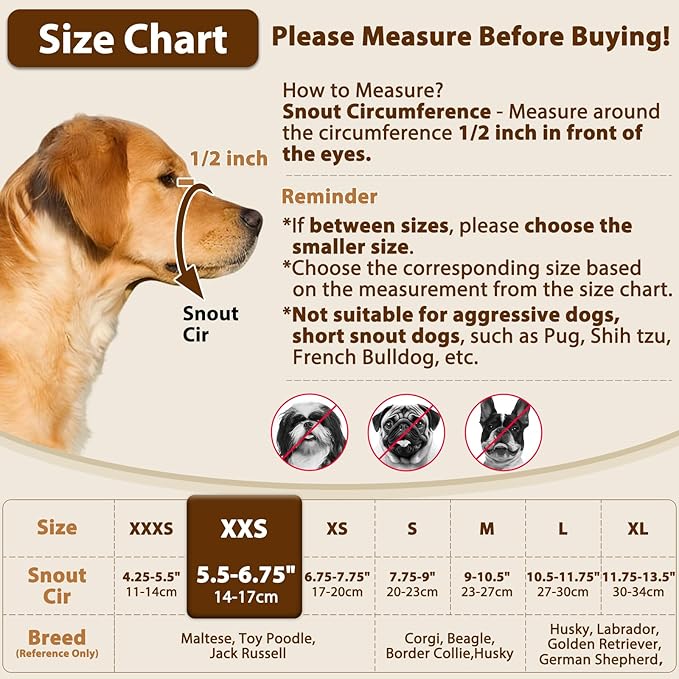 Crazy Felix Nylon Dog Muzzle for Small Medium Large Dogs, Air Mesh Breathable and Drinkable Pet Muzzle for Anti-Biting Anti-Barking Licking (XXS, Blue)