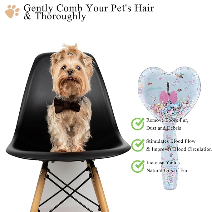 Small Dog Brush, Soft Dog Grooming Brush for Shih Tzus, Yorkies, Maltipoos, Maltese, Love Shape Puppy Massaging Pet Hair Brush, Cat Brush, for Small Dogs Cats of All Hair Types(Sky Blue)