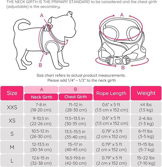 BELLA & PAL Puppy Harness with Leash Set, Dog Harness for Small Dogs No Pull, Dog Leash for Small Dogs, Step in Harness for Extra Small Dogs, Hot Pink Harness, S