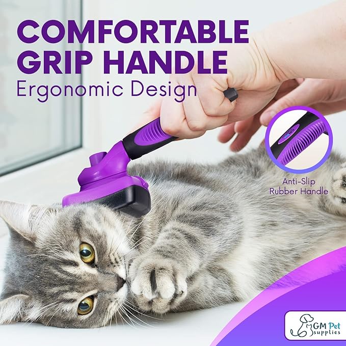 GM Pets™ Self Cleaning Grooming Brush | This is The Best Dog and Cat Brush for Shedding and Grooming | Our Pet Brushes Are Suitable for All Hair Lengths (Sensitive Skin Small)